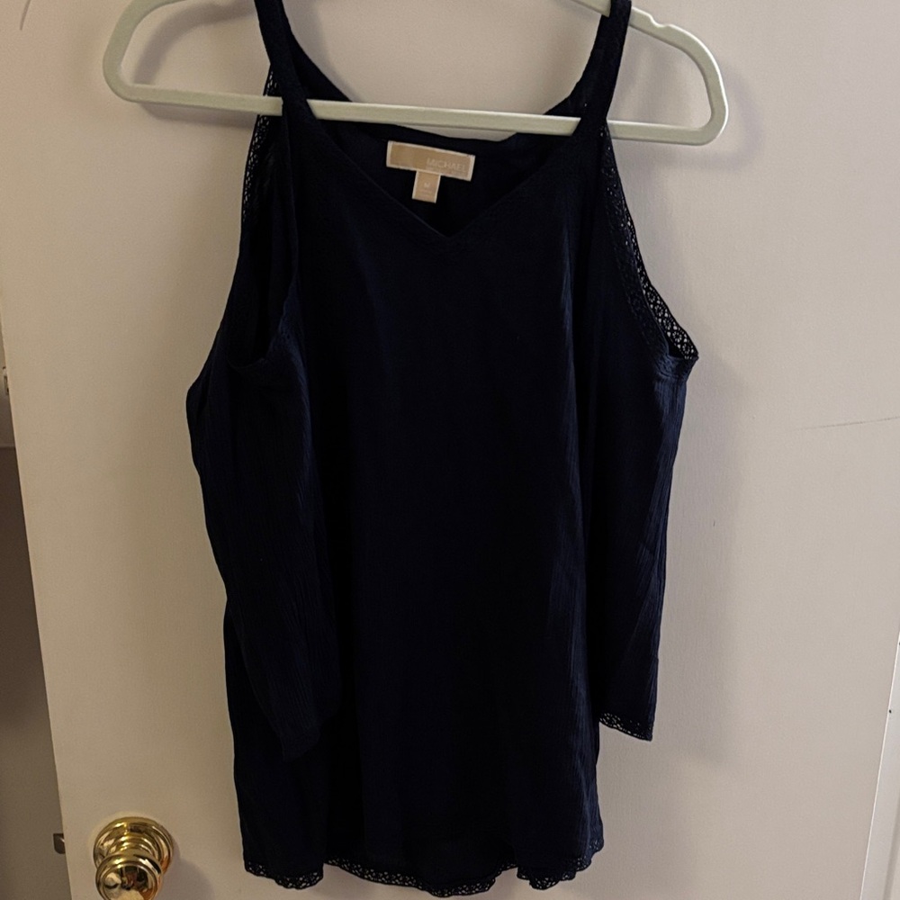 Micheal Kors Navy Cold Shoulder Top